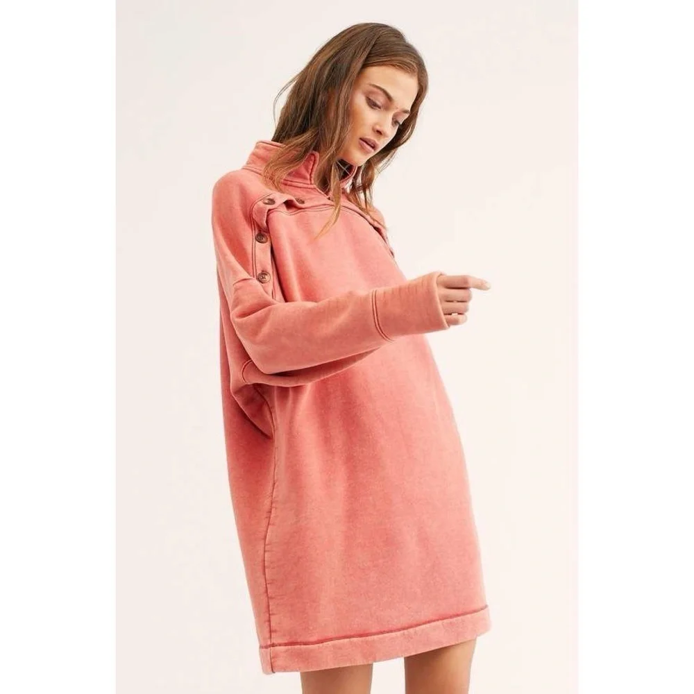 FREE PEOPLE Lou Lou Button Sweatshirt Dress - Picture 2 of 7